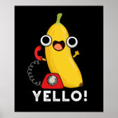 Yello Funny Fruit Yellow Banana Pun Dark BG Poster (Voorkant)