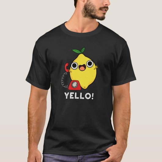Yello Funny Yellow Lemon Pun Dark BG T-shirt (Voorkant)
