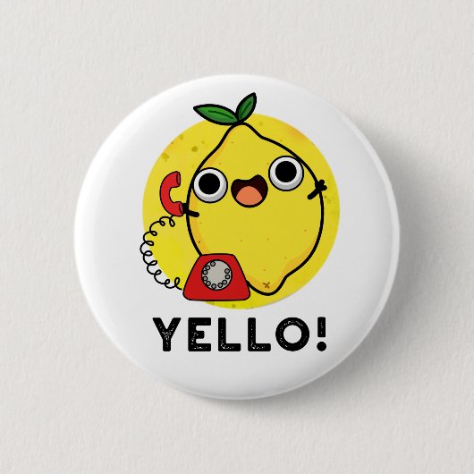 Yello Funny Yellow Lemon Pun Ronde Button 5,7 Cm (Voorkant)