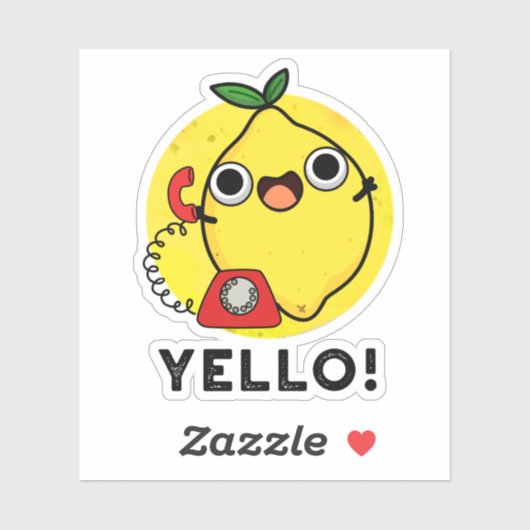 Yello Funny Yellow Lemon Pun Sticker (Vel)