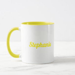 Yello White Elegant Custom Name Gift Party Favor Mok