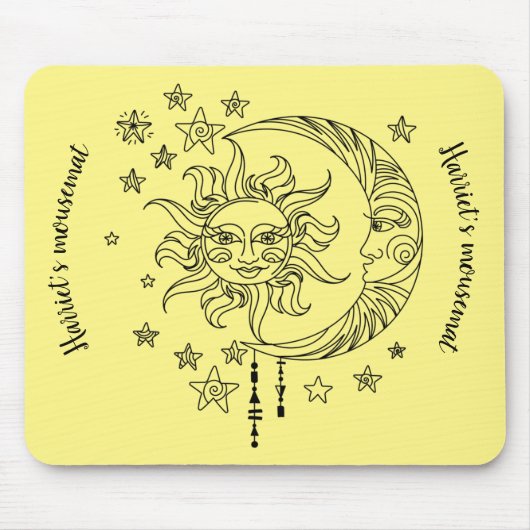 YelloMoon en Stars mousemat - kan worden gepersona Muismat (Voorkant)