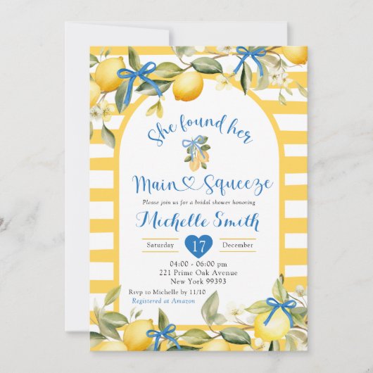 Yellos Blue Lemon Main Squeeze Vrijgezellenfeest Kaart (Voorkant)