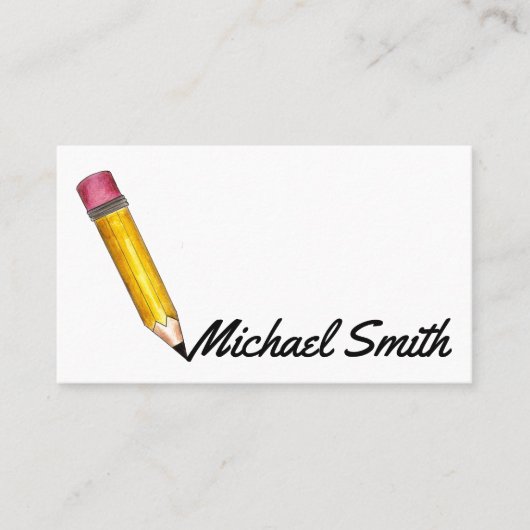 Yellow #2 Schrijver potlood leraar blogger Visitekaartje (Voorkant)