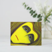 Yellow Abstract Art Card From Original Painting Briefkaart (Staand voorkant)