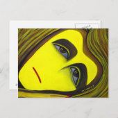 Yellow Abstract Art Card From Original Painting Briefkaart (Voorkant / Achterkant)