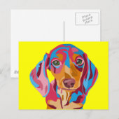 Yellow Abstract Dachshund Briefkaart (Voorkant / Achterkant)