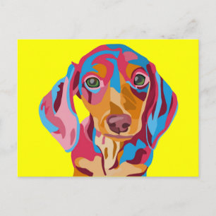 Yellow Abstract Dachshund Briefkaart