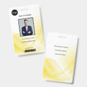 Yellow Abstract Wave Business Foto-ID Badge (Voor- en achterkant)