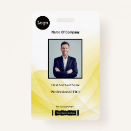 Yellow Abstract Wave Business Foto-ID Badge