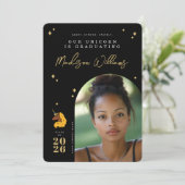 Yellow Afro Unicorn Afstuderen aangekondigd Kaart (Staand voorkant)