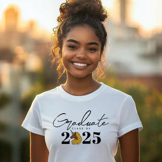 Yellow Afro Unicorn Afstuderen Aangepast Jaar Tri-Blend Shirt