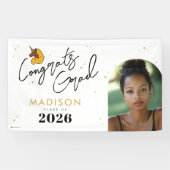 Yellow Afro Unicorn Afstuderen Spandoek (Horizontaal)