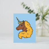 Yellow Afro Unicorn Briefkaart (Staand voorkant)