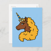 Yellow Afro Unicorn Briefkaart (Voorkant / Achterkant)