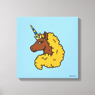 Yellow Afro Unicorn Canvas Afdruk