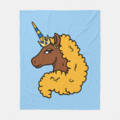 Yellow Afro Unicorn Fleece Deken (Voorkant)