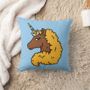 Yellow Afro Unicorn Kussen