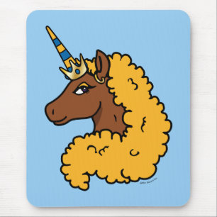 Yellow Afro Unicorn Muismat