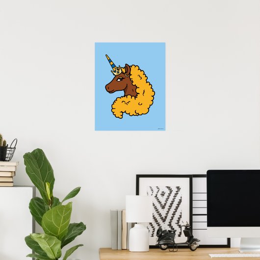 Yellow Afro Unicorn Poster (Thuiskantoor)