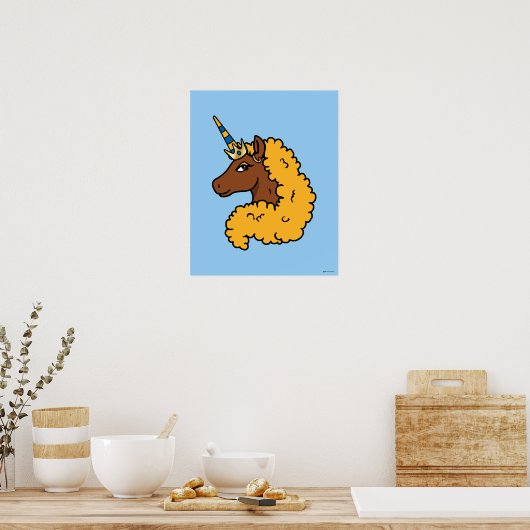 Yellow Afro Unicorn Poster (Keuken)