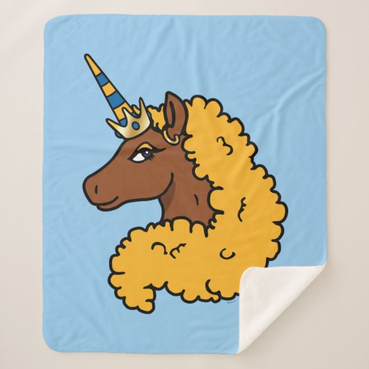 Yellow Afro Unicorn Sherpa Deken (Voorkant)