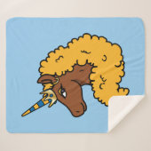 Yellow Afro Unicorn Sherpa Deken (Voorkant (horizontaal))