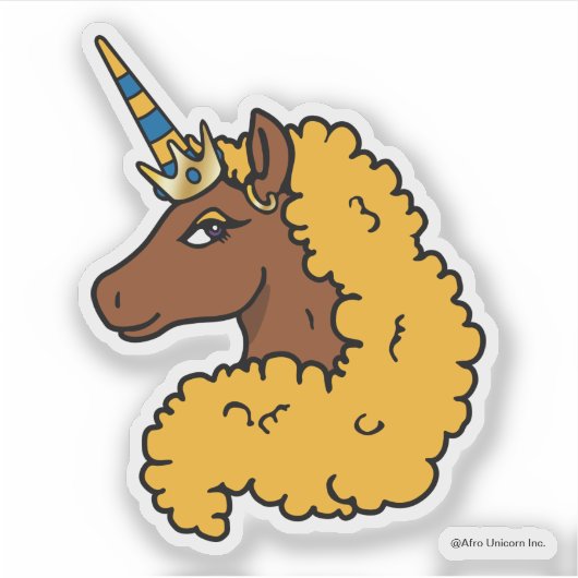 Yellow Afro Unicorn Sticker (Voorkant)