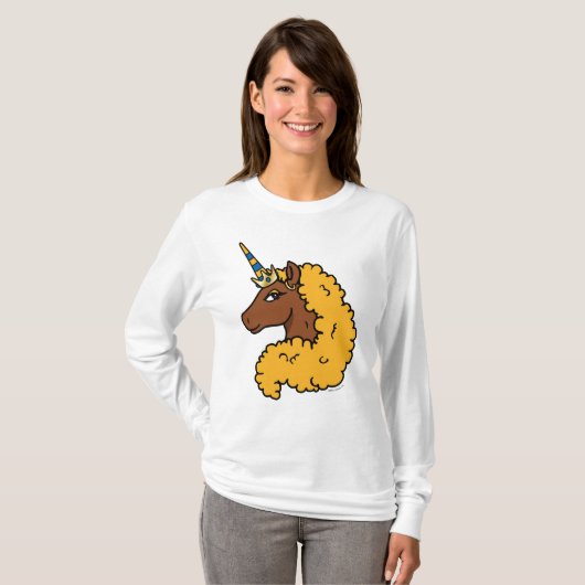 Yellow Afro Unicorn T-shirt (Voorkant volledig)