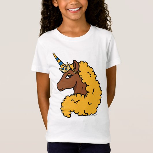 Yellow Afro Unicorn T-shirt (Voorkant)