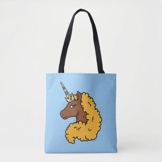 Yellow Afro Unicorn Tote Bag (Voorkant)