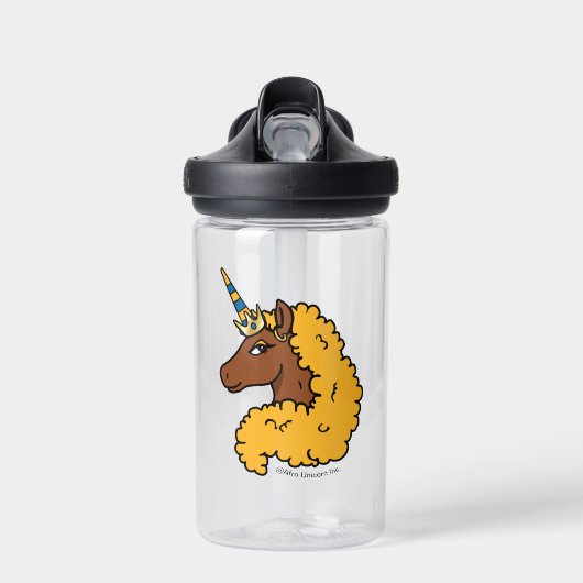 Yellow Afro Unicorn Waterfles (Voorkant)