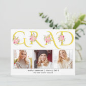 Yellow AFSTUDEERDER typografie roze rozen foto afs Aankondiging (Staand voorkant)