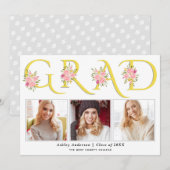 Yellow AFSTUDEERDER typografie roze rozen foto afs Aankondiging (Voorkant / Achterkant)