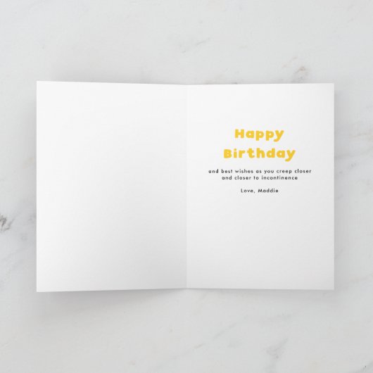 Yellow Age Wisely Diaper change Birthday Card Kaart (Binnen)