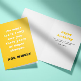 Yellow Age Wisely Diaper change Birthday Card Kaart