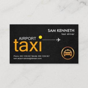 Yellow Airport Taxi Signage Black Grunge Driver Visitekaartje