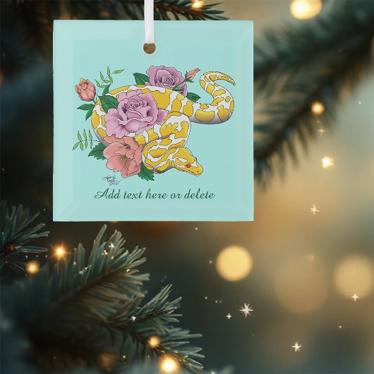 Yellow Albino Ball Python Glas Ornament