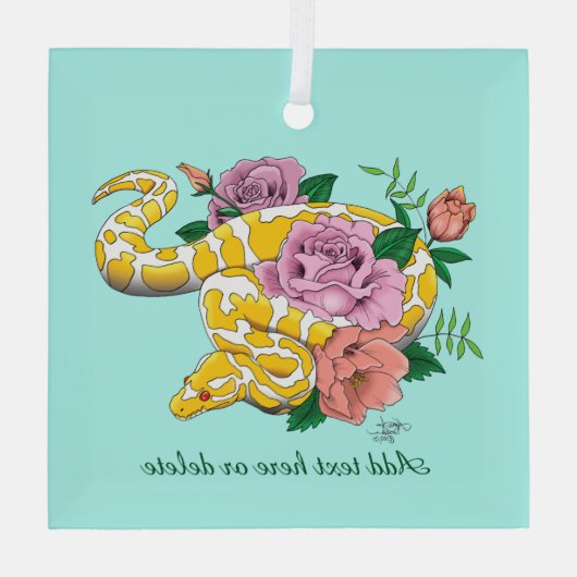 Yellow Albino Ball Python Glas Ornament (Achterkant)