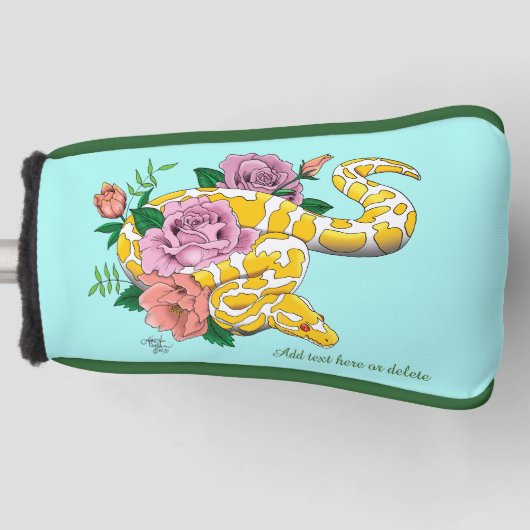 Yellow Albino Ball Python Golfheadcover (Voorkant)