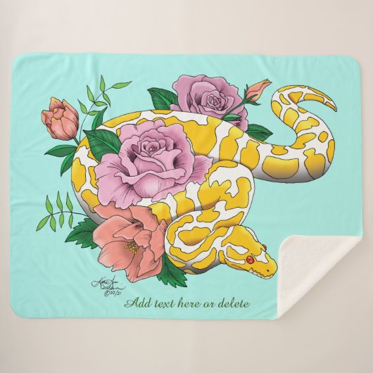 Yellow Albino Ball Python Sherpa Deken (Voorkant (horizontaal))