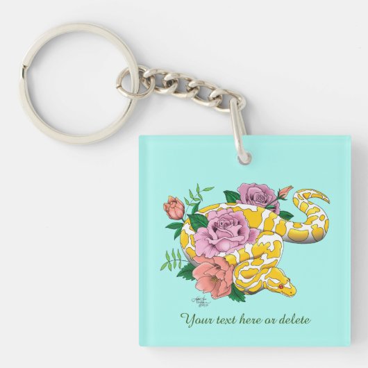 Yellow Albino Ball Python Sleutelhanger (voorkant)