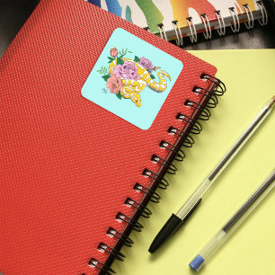 Yellow Albino Ball Python Vierkante Sticker