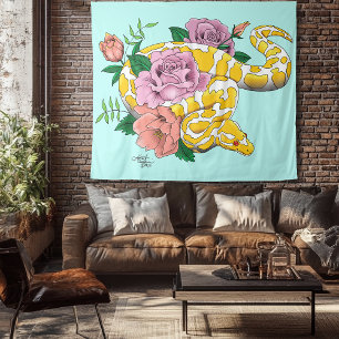 Yellow Albino Ball Python Wandkleed