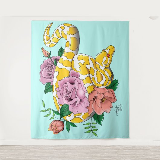 Yellow Albino Ball Python Wandkleed (Voorkant)