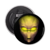 Yellow Alien Head Button Flesopener (Voorkant)