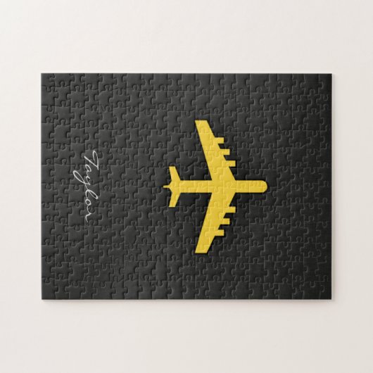 Yellow Amber Airplane Legpuzzel (Horizontaal)