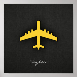 Yellow Amber Airplane Poster