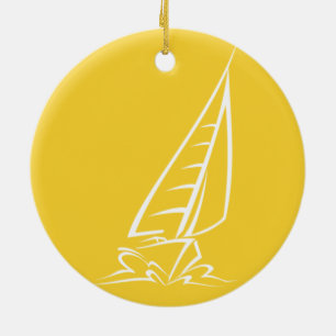Yellow Amber Sailing Keramisch Ornament