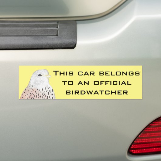 Yellow American Kestrel Birdwatcher Bumpersticker (Op auto)